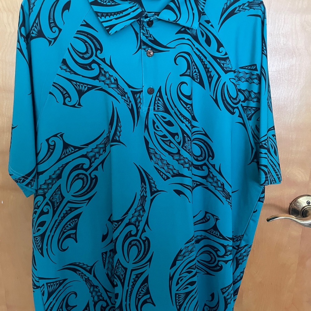 Stylish Teal and Black Tribal Print Men's Shirt
